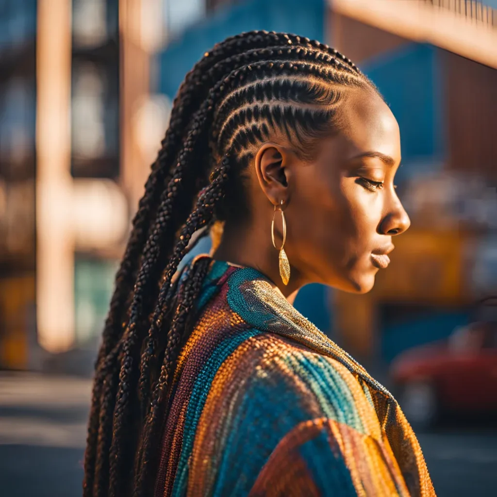 a black women in Cornrows Hairstyle