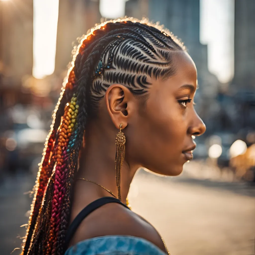 a black women in Cornrows Hairstyle