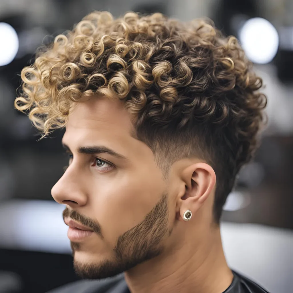 Cool Fade Hairstyle Curly Hair for men